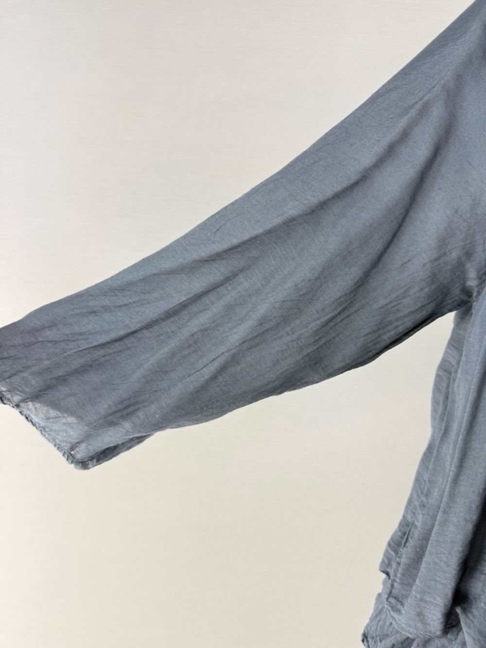 Tempo Paris Light Steel Blue Silk Blend Tiered Peasant Blouse - Picture 4 of 13